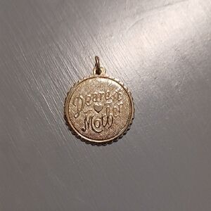 Vintage Dearest Mother 1/20 12K G.F. Gold Filled Round Necklace Pendant Charm